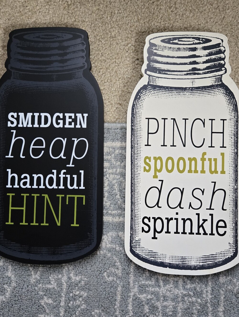 Kitchen Wall Art Set - Black & White Mason Jar Quote Signs